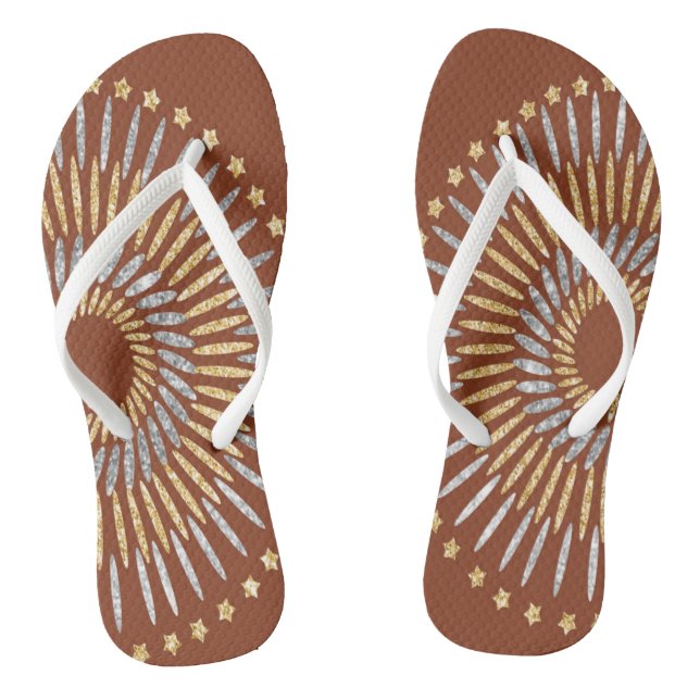 Burst Design with Faux Silver & Gold Flip Flops (Footbed)