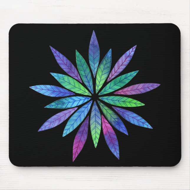 Burst of Blue-Green Leaves Mouse Mat (Front)