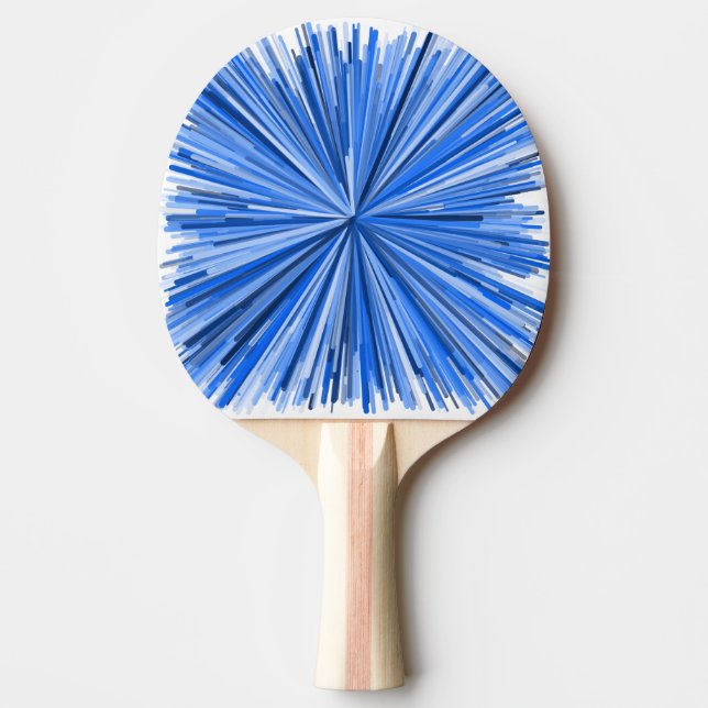 Burst of Blue Lines Pattern Ping Pong Paddle (Front)