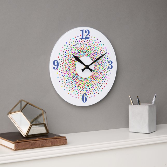 Burst of Color Dots Large Clock (Office)