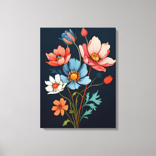 Burst of Colour: Abstract Flowers Canvas Print