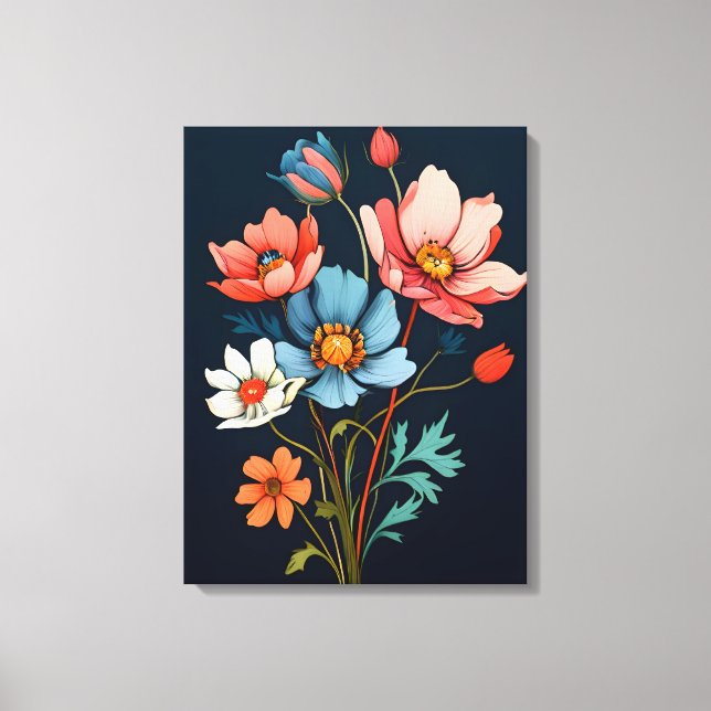 Burst of Colour: Abstract Flowers Canvas Print (Front)