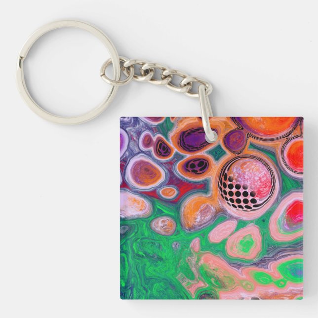 Burst of Colours Digital Fluid Art   Key Ring (Front)