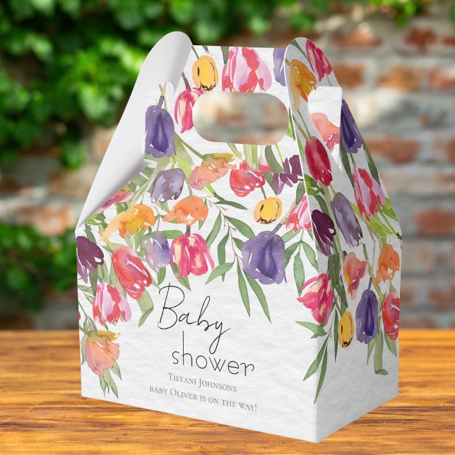 Burst of Colours Tulips and Greenery Baby Shower Favour Box (Creator Uploaded)