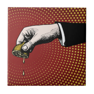 Burst of Zesty Vibes - Hand Squeezing Lemon Tile