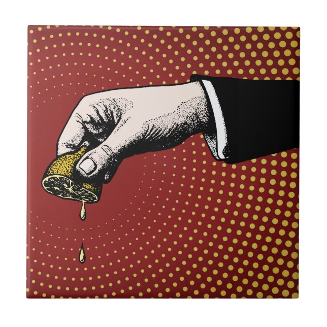 Burst of Zesty Vibes - Hand Squeezing Lemon Tile (Front)