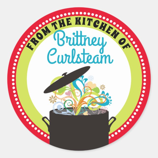 Bursting aromas personalised from the kitchen of classic round sticker (Front)