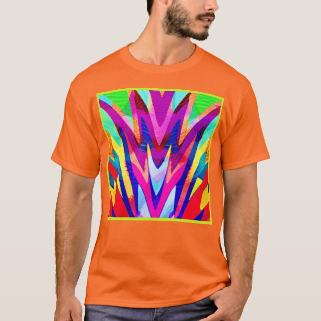 Bursting Colour Abstraction Pattern T-Shirt (Front)