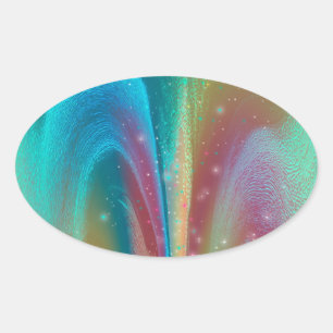 Bursting Nebula Fantasy Galaxy Abstract Art Oval Sticker