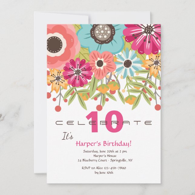 Bursting With Colour Invitation (Front)