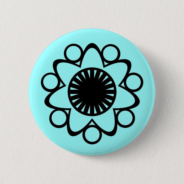 Bursting with Life Flower Button, Black 6 Cm Round Badge (Front)