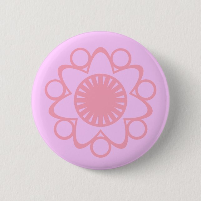 Bursting with Life Flower Button, Pink 6 Cm Round Badge (Front)