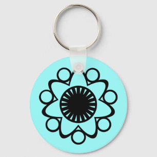 Bursting with Life Flower Keychain, Black Key Ring