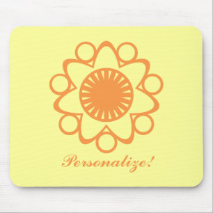 Bursting with Life Flower Mousepad, Orange Mouse Mat