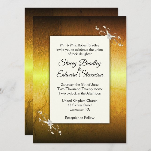 Bursting Yellow Haze Wedding Invitation (Front/Back)