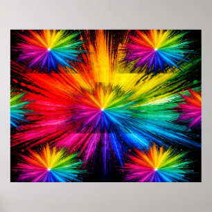 Bursts Of Colours of the Colourful Rainbow on a Wa Poster