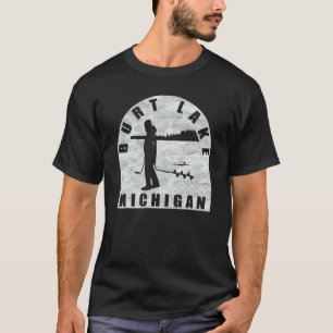 Burt Lake Ice Fishing Michigan T-Shirt