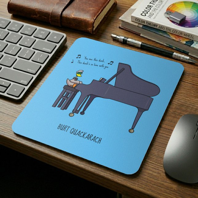 Burt Quackarach Duck Funny Piano Player Artwork Mouse Mat (Creator Uploaded)