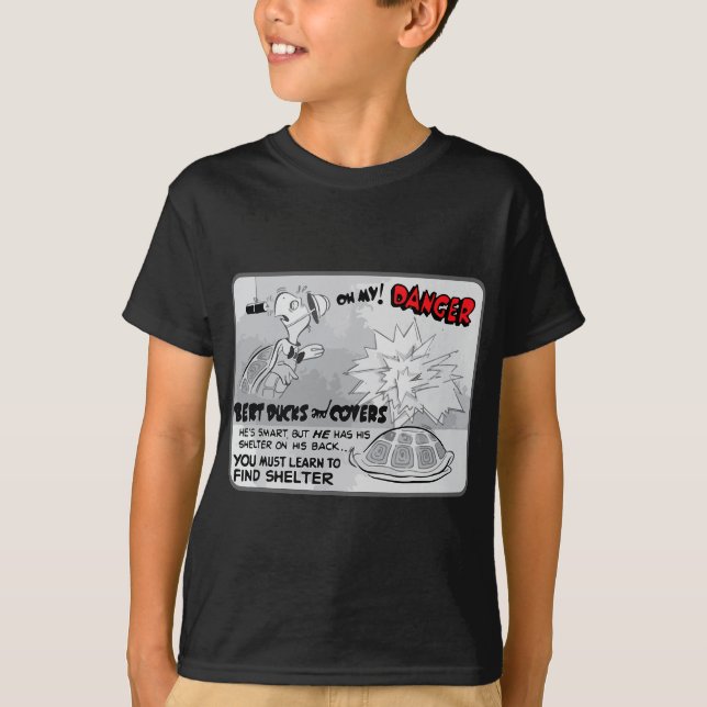 Burt The Turtle Ducks and Covers Cold War Atomic T-Shirt (Front)