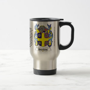 Burton Family Coat of Arms on a Travel Mug