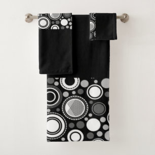 Burton Family Collection Black Grey White Bath Towel Set