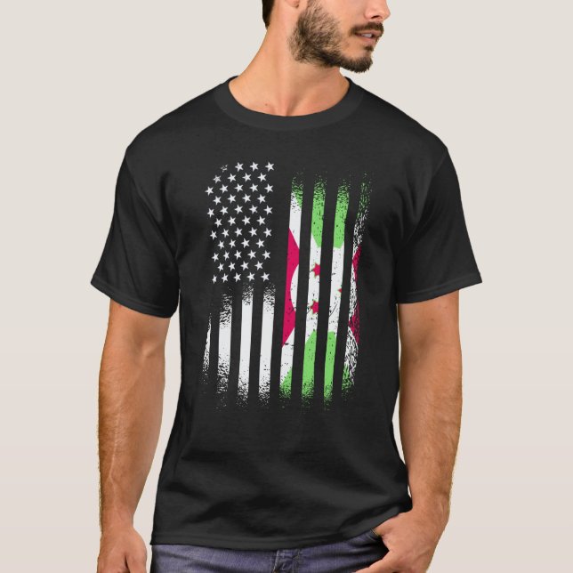 Burundi American Patriot Grown Country USA Flags S T-Shirt (Front)