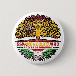 Burundi Burundian Spanish Spain Tree Roots Flag 6 Cm Round Badge