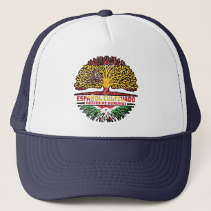Burundi Burundian Spanish Spain Tree Roots Flag Trucker Hat