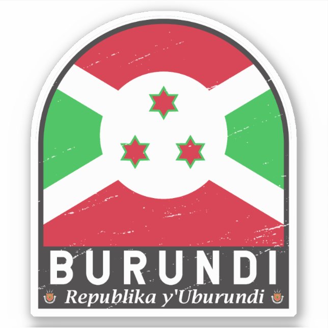 Burundi Flag Emblem Distressed Vintage (Front)