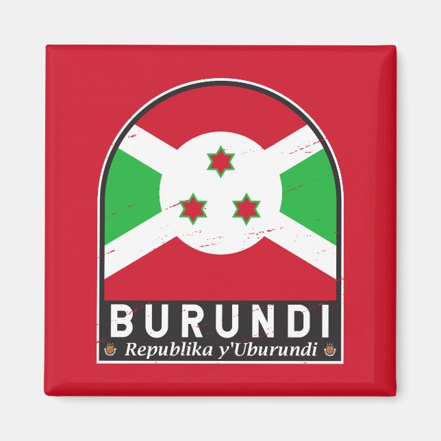Burundi Flag Emblem Distressed Vintage Magnet (Front)