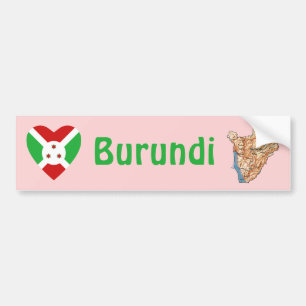 Burundi Flag Heart + Map Bumper Sticker