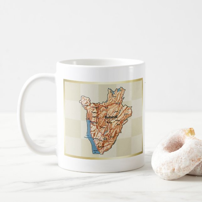 Burundi Flag + Map Mug (With Donut)