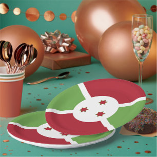 Burundi flag paper plate