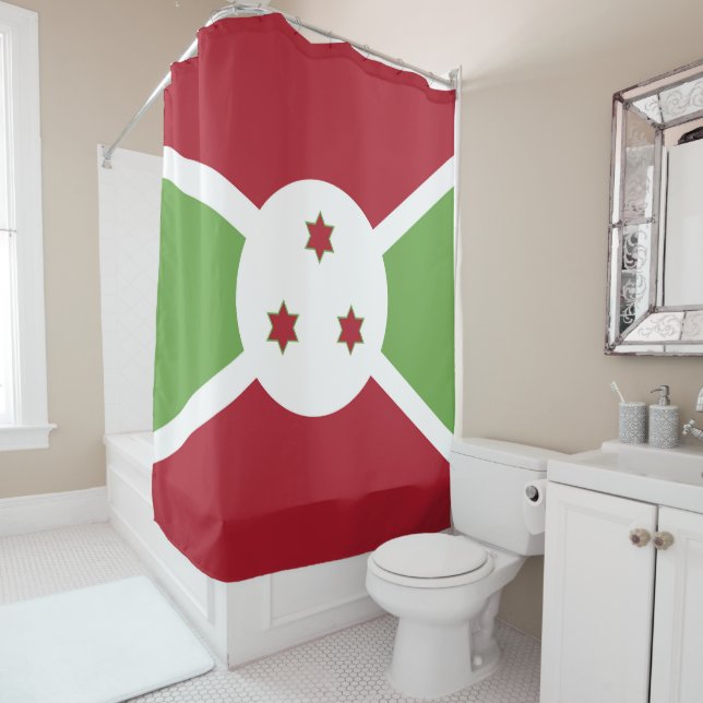 Burundi flag shower curtain (In Situ)