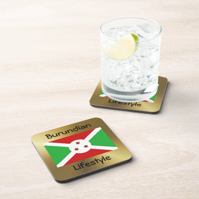 Burundi Flag+Text Coaster (Right Side)
