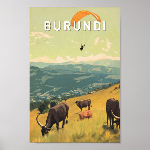 Burundi Illustration Travel Art Vintage Poster