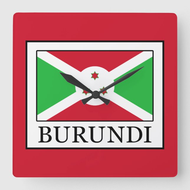 Burundi Square Wall Clock (Front)