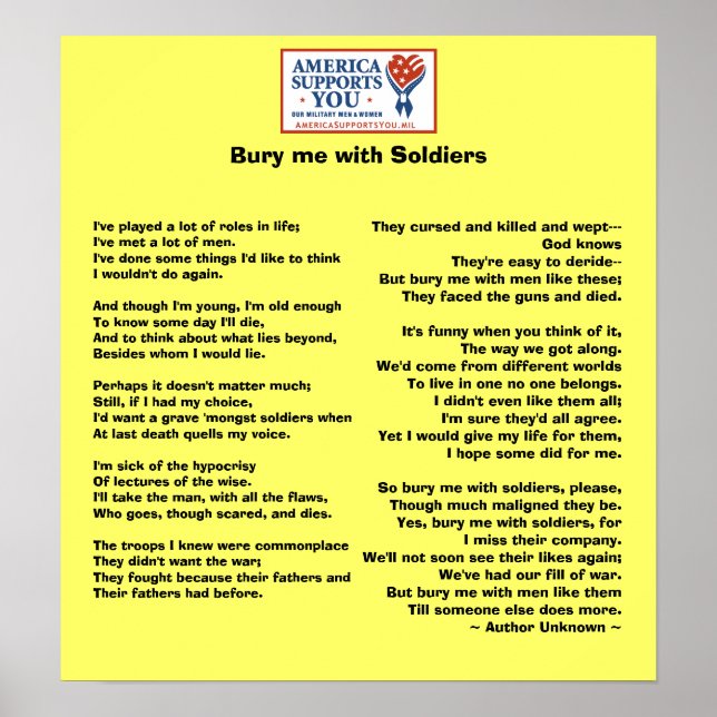 Bury me with Soldiers - Honor Our Veterans Poster (Front)