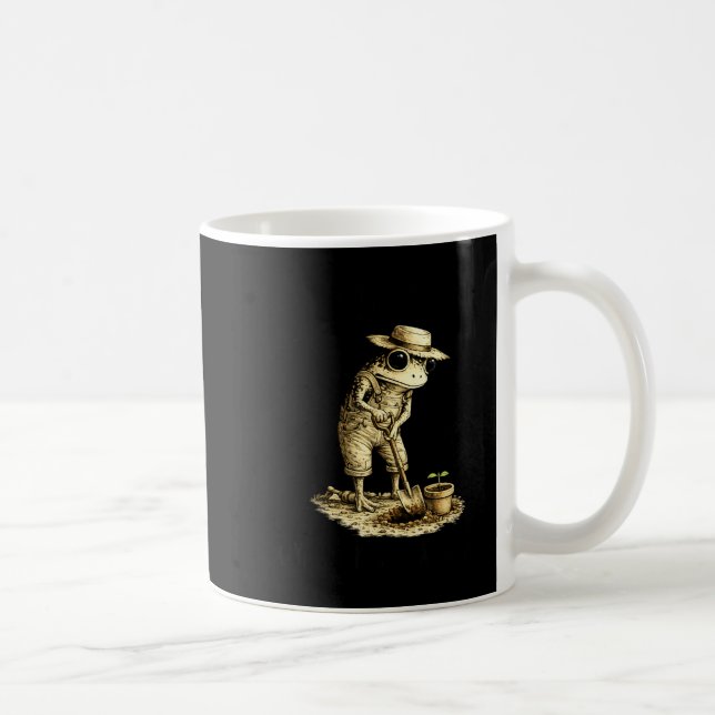 Bury Things Maybe Plants Maybe People Funny Frog Coffee Mug (Right)