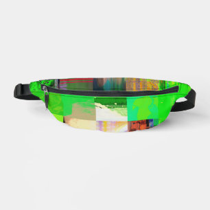 Bus 1521 Abstract Glitch Art Cyberpunk Grid Bum Bags