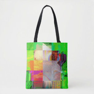 Bus 1521 Abstract Glitch Art Cyberpunk Grid  Tote Bag