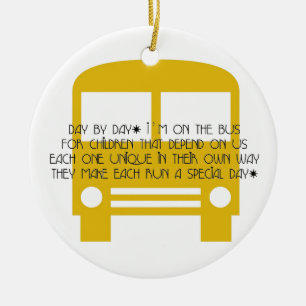 Bus Aide Day By Day Yellow Bus Ceramic Tree Decoration