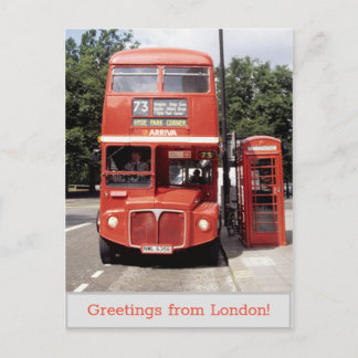 Bus and Telephone Box London 1998 Postcard