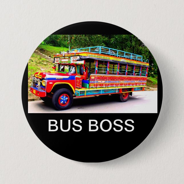 BUS BOSS 7.5 CM ROUND BADGE (Front)