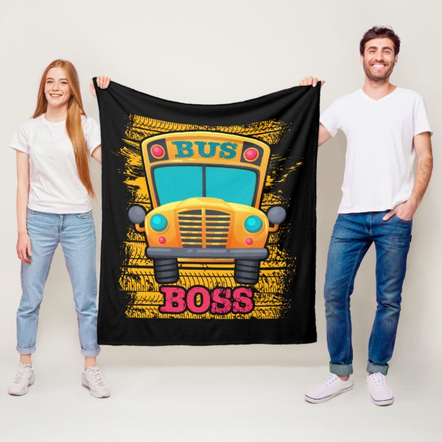 Bus Boss - School Bus Driver Appreciation Fleece Blanket (In Situ)