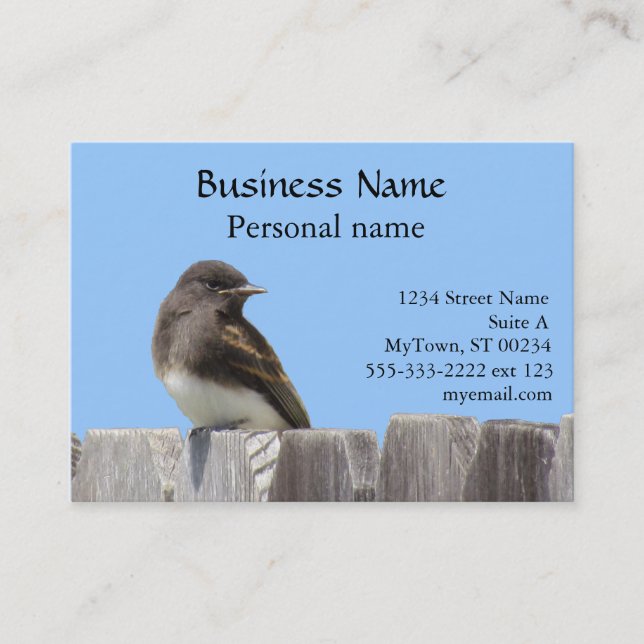 Bus. Card - Flycatcher on Fence (Front)