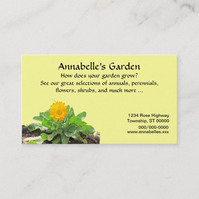 Bus. Card - Gardening Business - Calendula (Front)