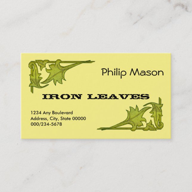 Bus. Card - Leafy Brackets in Green (Front)