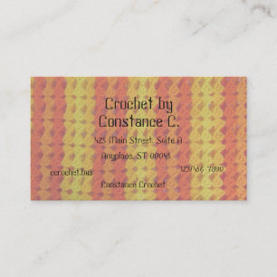 Bus. Card - Orange and Yellow Stripe Crochet
