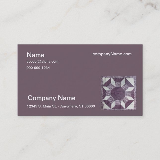 Bus. Card - Purple Quilt pattern (Front)